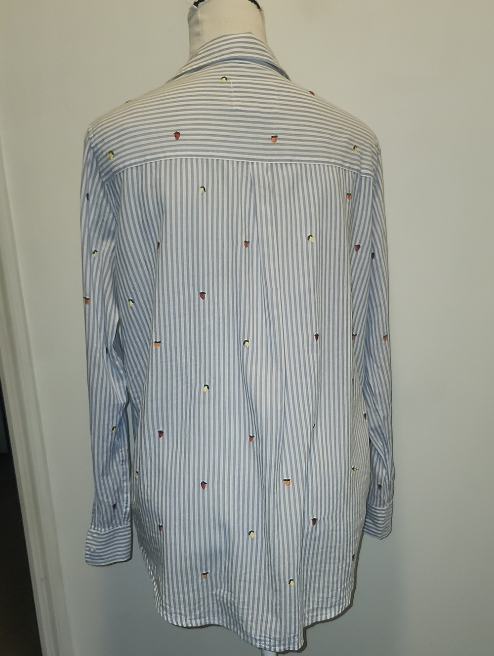 Rails Taylor Embroidered Citrus Button Down Shirt Size Mefium Blue Stripe Cotton - Picture 4 of 9